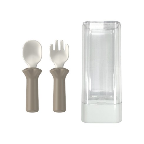 블루마마 모두얌 스푼 + 포크 + 케이스 세트, 베이지, 1세트