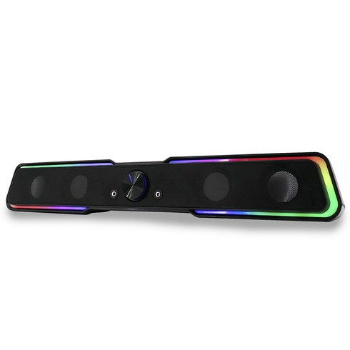 블랙유니콘바 - 유니콘 2세대 레인보우 RGB LED 게이밍 USB 2채널 PC사운드바 스피커, 혼합색상, SB-M9