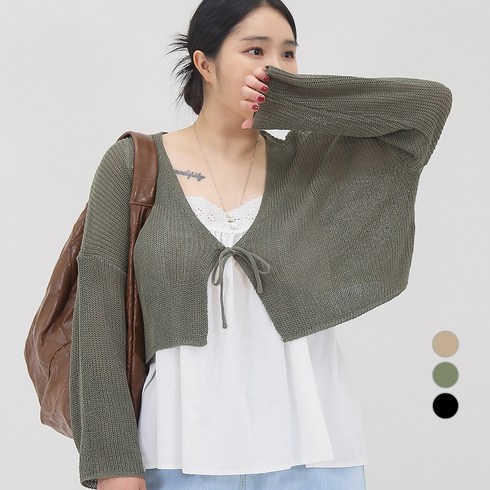 102102 여성용 빅사이즈 스트랩 볼레로 루즈핏 니트 가디건