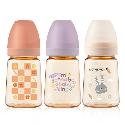 마더케이 베이직 PPSU 젖병 180ml 트리플 세트, 체키피치, 베베라일락, 토끼크림, 1세트