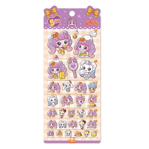 티니핑 5 사이즈 스티커, 도티도그, 말랑핑