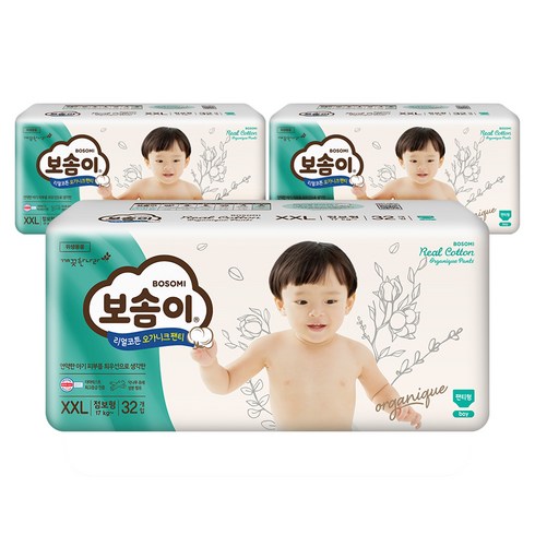 보솜이 리얼코튼 오가니크 팬티 남아용, 96개, 점보
