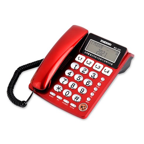 집전화기레드판매 - 맥슨 강력벨 유선전화기, MS-388(레드)