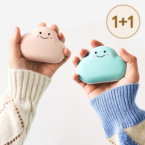 2023년 가성비 최고 단미구름 - [1+1] 단미 구름 충전식 휴대용 손난로 보조배터리 핫팩, 구름 (화이트), 구름 (핑크)