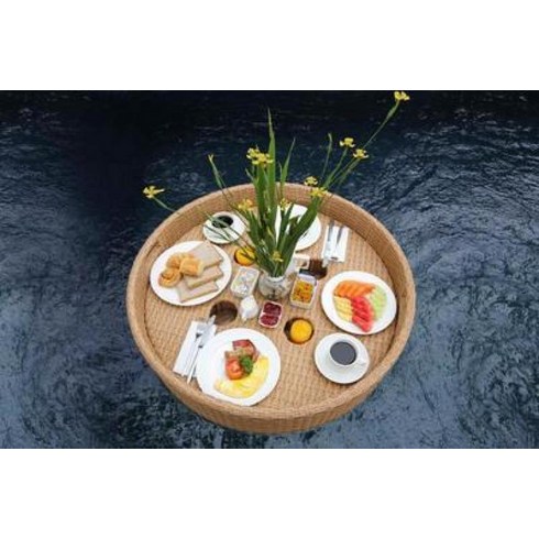 롯데리조트속초 - 물에뜨는 접시 바구니 수영장트레이 풀빌라 펜션 호텔, 둥근살구(80x80x20)