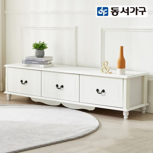 거실서랍장 - 동서가구 도츠 1500 서랍 거실장 DF924154, 화이트, 화이트