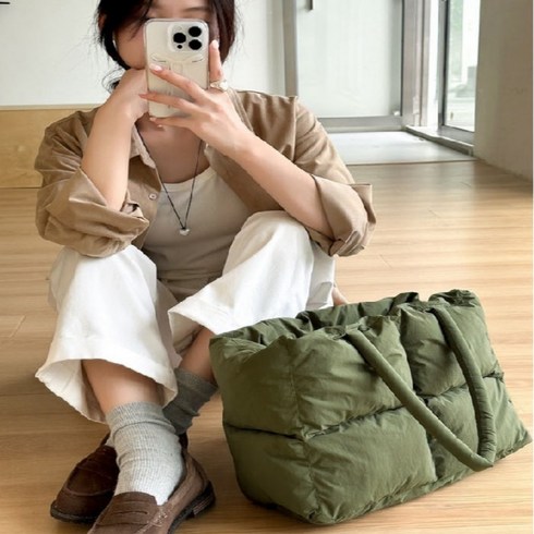 겨울 가벼운 패딩기저귀가방 대용량 기저귀숄더백, 카키