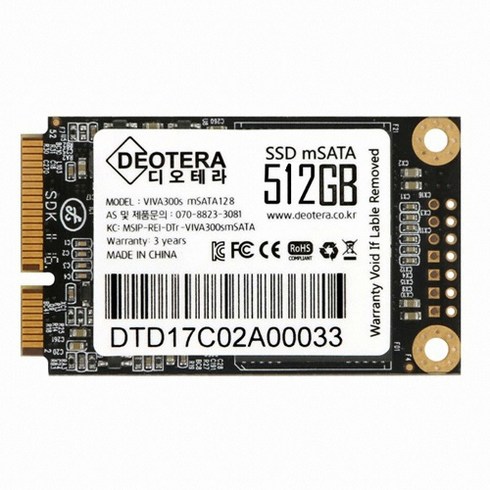 msatassd - 디오테라 VIVA 300S LITE mSATA SSD (512GB), 1개, 512GB, 선택하세요