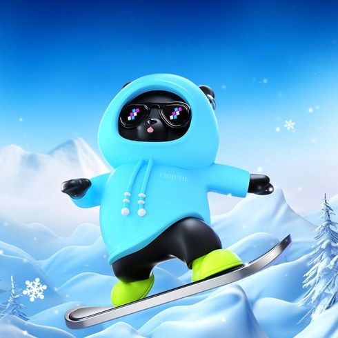 CHMUYIL 귀엽고 창의적인 판다 슬라이딩 스케이트 보드 자동차 장식용품, 파란색