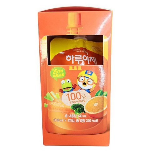 hy 하루야채 뽀로로 110ml x 4개 x 2개, 아이스보냉백포장