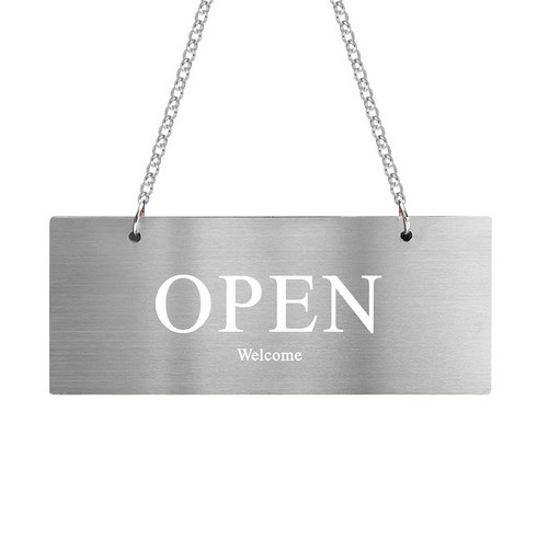 오픈클로즈 팻말 OPEN CLOSE 메탈 영업시간 안내판, 클래식실버, 1개