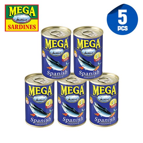 Mega Sardines Spanish Style 5can set 메가 사딘스 스페니쉬 스타일 5캔 세트, 5개, 155g