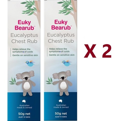 유키 베어럽 호주 Euky Bearub 천연 유칼립투스 바르는크림 50g, 2개