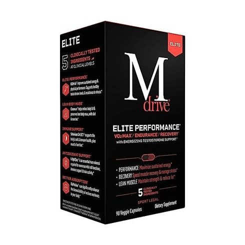2023년 가성비 최고 엘리트드라이브 - Mdrive 남성용 엠드라이브 엘리트 테스트 부스터 에너지 VO2Max 회복 린 머슬 KSM66 아쉬와간다 딤 페누그릭 90캡슐