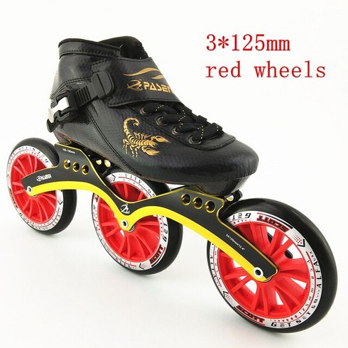인라인스케이트 스피드인라인 롤러블레이드 PASENDI-카본 레이싱 스케이트 시티 런 롤러 인라인 스피드 남, 05 125mm red wheels_05 35