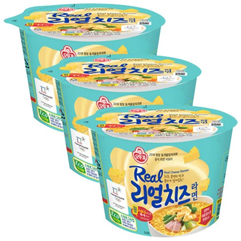 오뚜기 리얼치즈라면 용기 120g, 3개