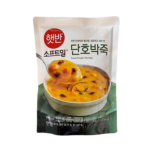 비비고 CJ 햇반 소프트밀 단호박죽 420g x 10개입 파우치죽, 10개