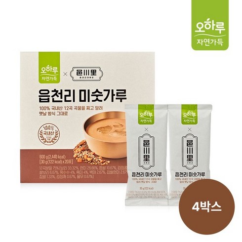 읍천리미숫가루 - 오하루 자연가득 읍천리 미숫가루 20포 4박스, 600g, 4개