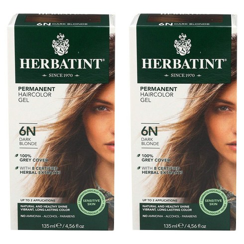 허버틴트 퍼머넌트 허벌 염색약 글루텐 프리 비건 135ml, Dark Blonde, 2개