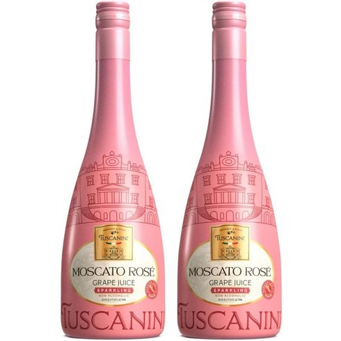 Tuscanini 이탈리안 모스카토 로즈 스파클링 포도 주스 25.3온스2팩 | 무알콜 주스 우아한 샴페인 병 이탈리아에서 수입 목테일에 적합 적법한