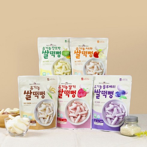 맛있는풍경 유기농 쌀떡뻥 딸기 25g + 사과 25g + 블루베리 25g + 단호박 25g + 플레인 25g, 1세트