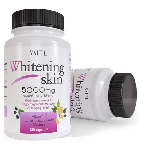 Glutathione Whitening Pills 다크 스팟 여드름 흉터 제거제 5000mg 노화 방지 및 항산화 효과가 있는 비건 피부 표백제, 120정, 1개