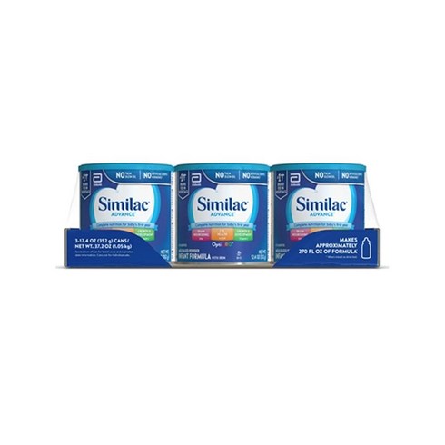 시밀락 어드밴스드 포뮬라 위드 아이론 분유 Similac Advance Infant Formula with Iron, 352g, 3개