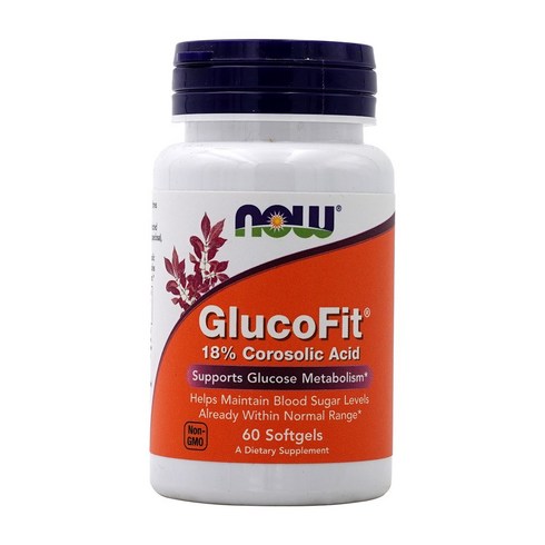 기타영양제 Now Foods 나우 푸드 글루코핏 18 코로솔산 60 소프트젤 GlucoFit 18 Corosolic Acid 60 Softgels, 1개, 60정