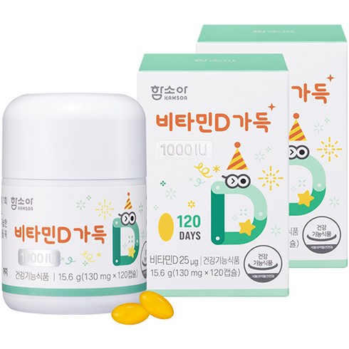 함소아 비타민D 가득 1000IU 15.6g, 120정, 2개