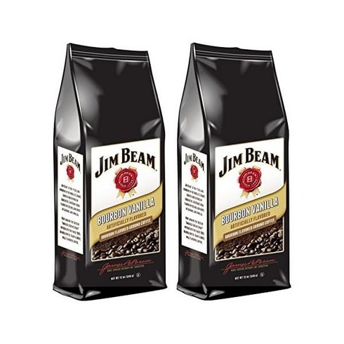 Jim Beam 짐 빔 바닐라 버번 맛 분쇄 커피 12온스 2봉, 2개