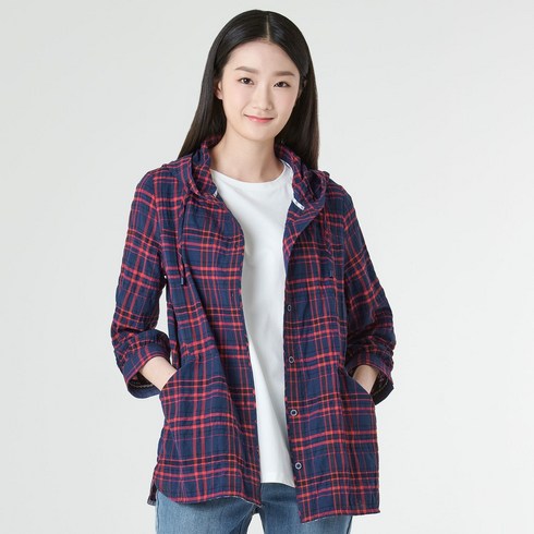 [지센] 체크 후드 셔츠 LCWSM433-NA