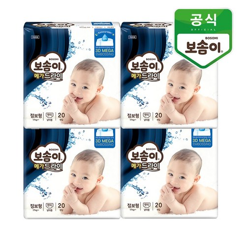 보솜이 메가드라이 팬티형 기저귀 남아용, 점보형(2XL), 80매