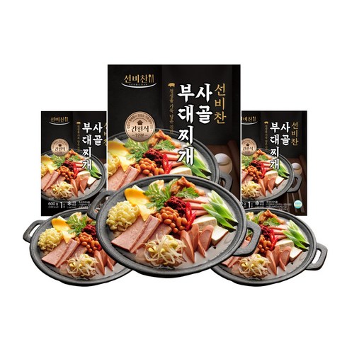 선비찬 사골부대찌개 600g X 4봉(+라면사리2봉), 4개