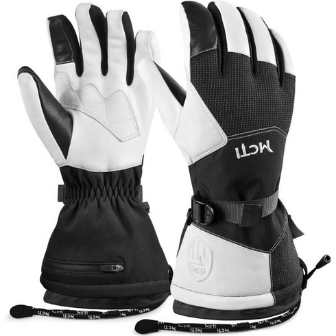 엠씨티 가죽 스키장갑 남성 방수 터치스크린 스노우보드 등산용 롱 건틀렛