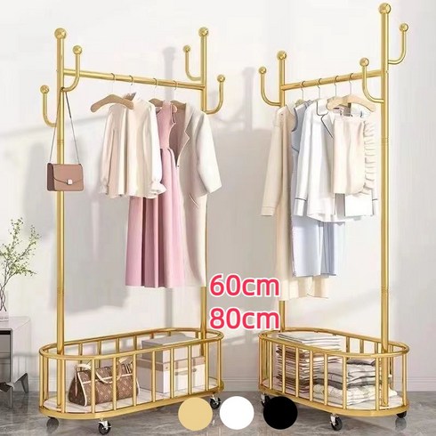 1/1+1 홈 이동식 행거 고급한 다용도 행거 이동 가능 수납 능력이 뛰어남, [1개] 골드 60cm