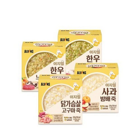 산골이유식실온 - 엘빈즈 이지밀 실온이유식 (중기) 골고루 8팩 (4종X2팩씩) -인증, 이지밀 중기 골고루 8팩, 1개