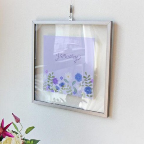 기타 투명액자38CmX38Cm_열두달플라워1월, 골드브라운