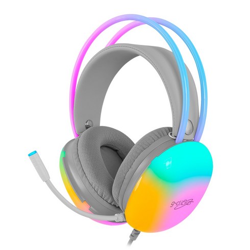 2023년 가성비 최고 게이밍헤드셋 - 지클릭커 슈퍼히어로 오로라 가상7.1 RGB USB 유선 노이즈캔슬링 마이크 유튜버 방송 게이밍 헤드셋 어린이 성인 추천 인체공학설계, 화이트