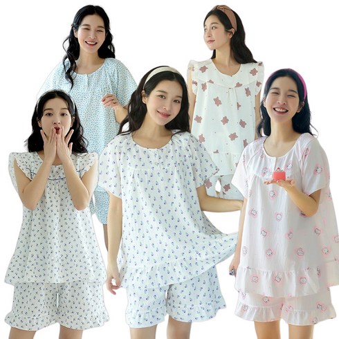 홈웨어 엠보 잠옷 프릴 반소매 세트 / 민소매 세트