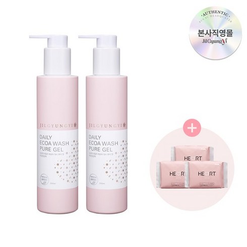 질경이여성청결제 - 여성청결제 데일리 에코아워시 퓨어젤200ml x2 + 중형4p x3, 상세설명 참조, 없음