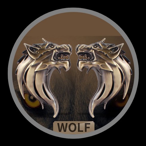 자동차 디자인 WOLF 늑대 엠블럼(좌우2개1세트), 브론즈