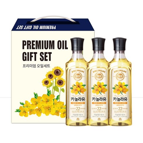 2023년 가성비 최고 식용유선물 - 해표 카놀라유 500ml x 3p 식용유선물세트 오일세트 추석선물세트 명절선물세트, 3개