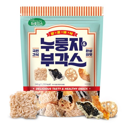 부각앤칩 - [빠삭칩]누룽지&부각스240g부각 누룽지 원물간식 빠삭칩 칩, 240g, 6개