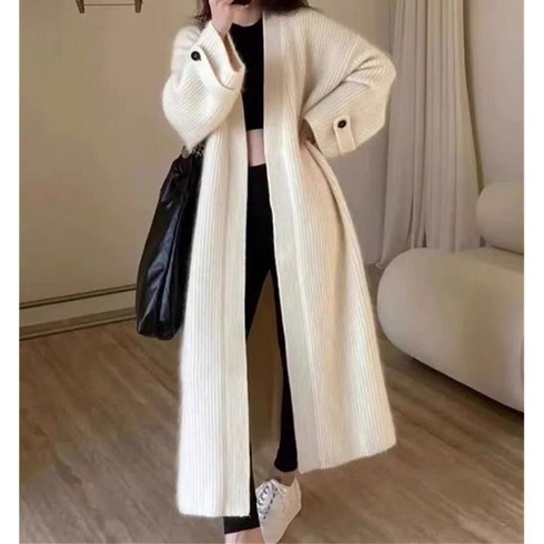 2023년 가성비 최고 니트코트 - 치트몰 앙고라 롱 니트 가디건 코트