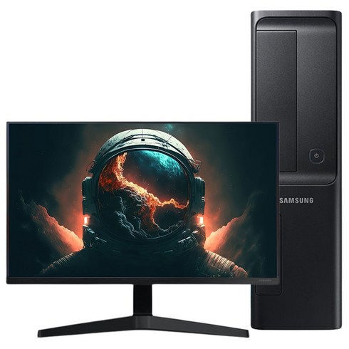 삼성 중고컴퓨터 풀세트 9세대 슬림형 DB400S9 G5420 8GB SSD120GB HDD500GB+삼성 24인치 중고모니터 LF24T354 키마장스