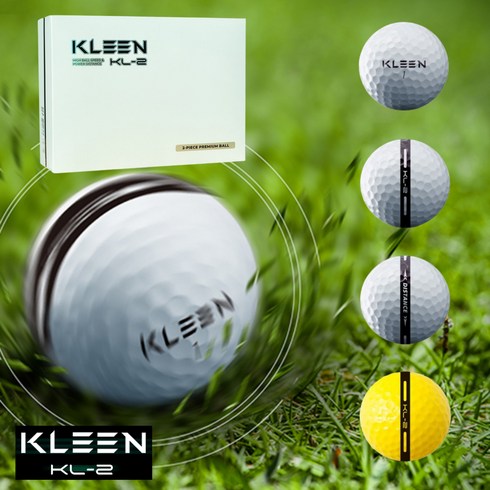 [KLEEN 10+1] 클린 골프공 2피스 12구세트 스트라이프 360도 퍼팅 라인 무료 인쇄 포장 선물 행사, 옐로우 12구세트