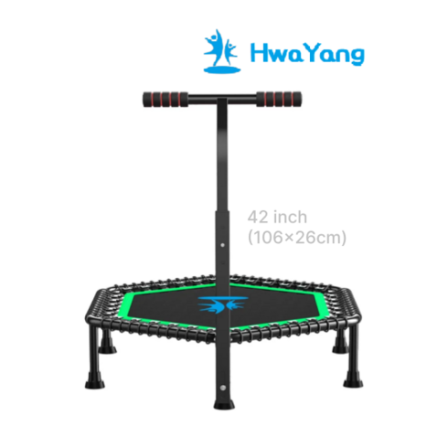 화양스포츠 1인용 대형 성인 가정용 점핑 다이어트 트램폴린 방방이 household trampoline, [TYPE B] 육각형(42inch) - 그린