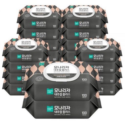 모나리자 내추럴 플러스 물티슈 100매(캡) 10개+10개 총 20개 대용량 사업자 추천, 1개