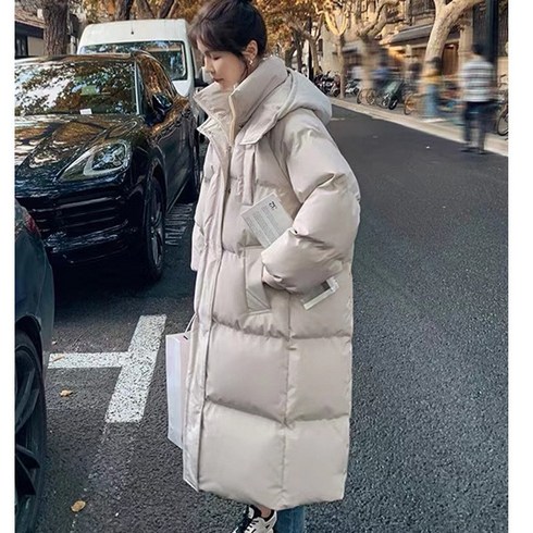 Bersdnor 2023New 여자롱패 여성바람막이 후드 기모 도톰 패딩 빅 사이즈 루즈핏