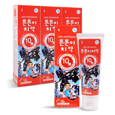 튼튼이치약 헬로카봇 딸기향 80g x 4개, 튼튼이치약 헬로카봇 딸기향 x 4개